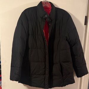 Lands' End Women's Black and Red Puffer Jacket